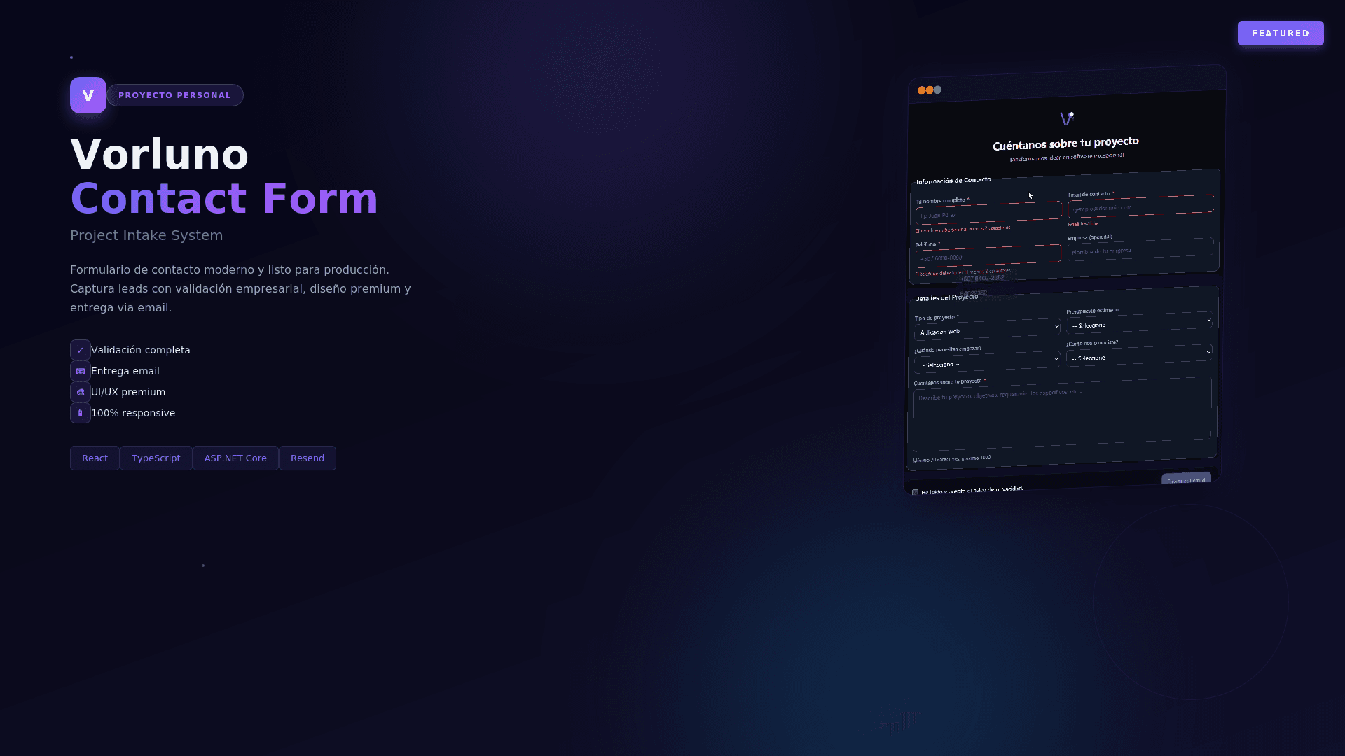 Vorluno Contact Form